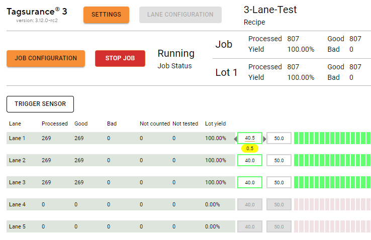 A screenshot from Tagsurance 3. What the fine-tuning off-set looks like.